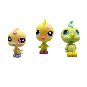 Littlest Pet Shop Hasbro Toys Set Of 3 Mini Figures Bird Cockatoo Parakeet